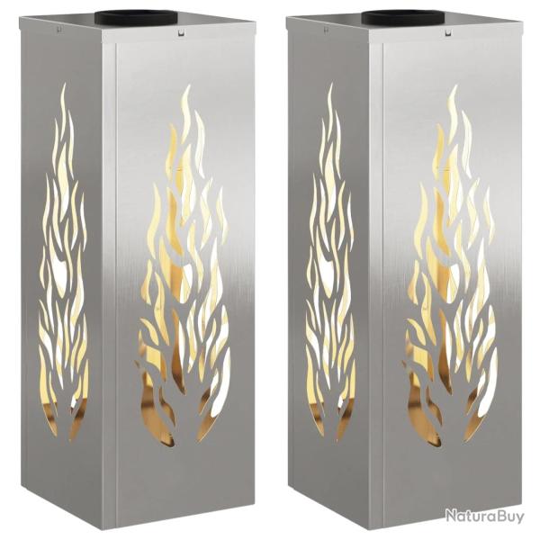Lot de 2 lumi�res de chemin solaire design moderne ext�rieur 18 x 18 x 50 cm en acier rouill� 02_00