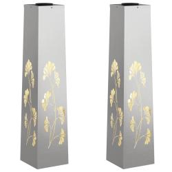 Lot de 2 lumi&egrave;res de chemin LED solaires 18 x 18 x 80 cm durables modernes jardin en acier inoxydab