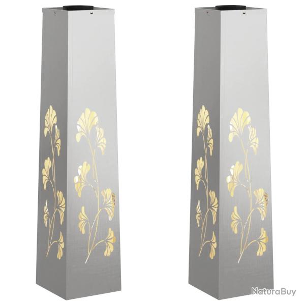 Lot de 2 lumi�res de chemin LED solaires 18 x 18 x 80 cm durables modernes jardin en acier inoxydab