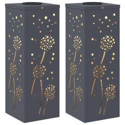Lot de 2 lumi&egrave;res de cheminement solaires ext&eacute;rieures design moderne jardin 18 x 18 x 50 cm en acie