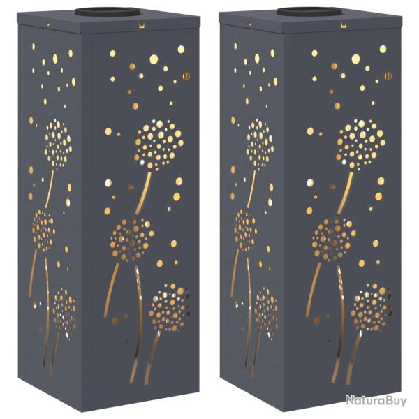Lot de 2 lumi�res de cheminement solaires ext�rieures design moderne jardin 18 x 18 x 50 cm en acie