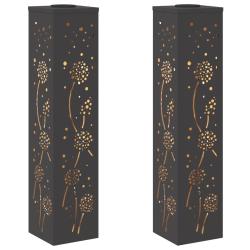 Lot de 2 lampes de chemin solaire design moderne ext&eacute;rieur 18 x 18 x 80 cm en acier noir 02_0052587