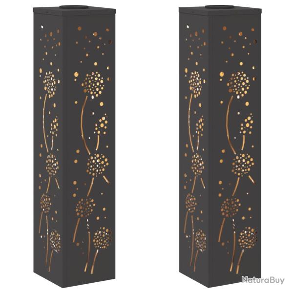 Lot de 2 lampes de chemin solaire design moderne ext�rieur 18 x 18 x 80 cm en acier noir 02_0052587