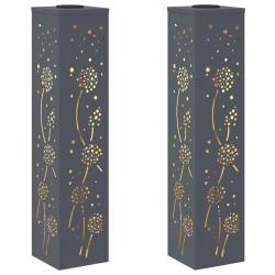 Lot de 2 lampes de chemin solaire design moderne jardin ext&eacute;rieur 18 x 18 x 80 cm en acier anthraci