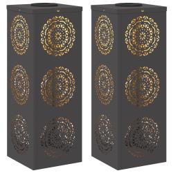 Lot de 2 lumi&egrave;res de chemin LED solaires autoportantes jardin 18 x 18 x 50 cm en acier lamin&eacute; &agrave; fro