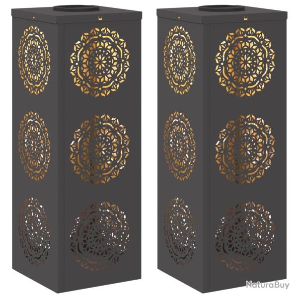 Lot de 2 lumi�res de chemin LED solaires autoportantes jardin 18 x 18 x 50 cm en acier lamin� � fro