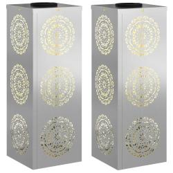 Lot de 2 lumi&egrave;res de chemin LED solaires ext&eacute;rieures design moderne jardin 18 x 18 x 50 cm en acier