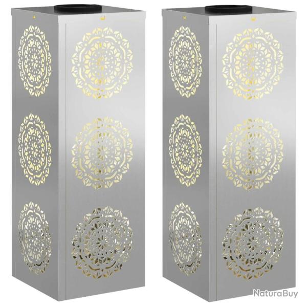 Lot de 2 lumi�res de chemin LED solaires ext�rieures design moderne jardin 18 x 18 x 50 cm en acier