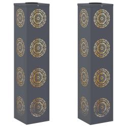 Lot de 2 lumi&egrave;res de cheminement solaires modernes 18 x 18 x 80 cm en acier anthracite 02_0052603