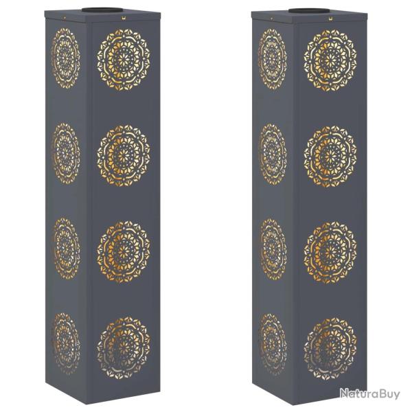 Lot de 2 lumi�res de cheminement solaires modernes 18 x 18 x 80 cm en acier anthracite 02_0052603