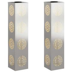 Lot de 2 lumi&egrave;res de chemin LED solaires modernes 18 x 18 x 80 cm pour jardin terrasse en acier rou