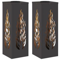 Lot de 2 lumi&egrave;res de chemin solaire modernes design ext&eacute;rieur 18 x 18 x 50 cm en acier noir 02_0052