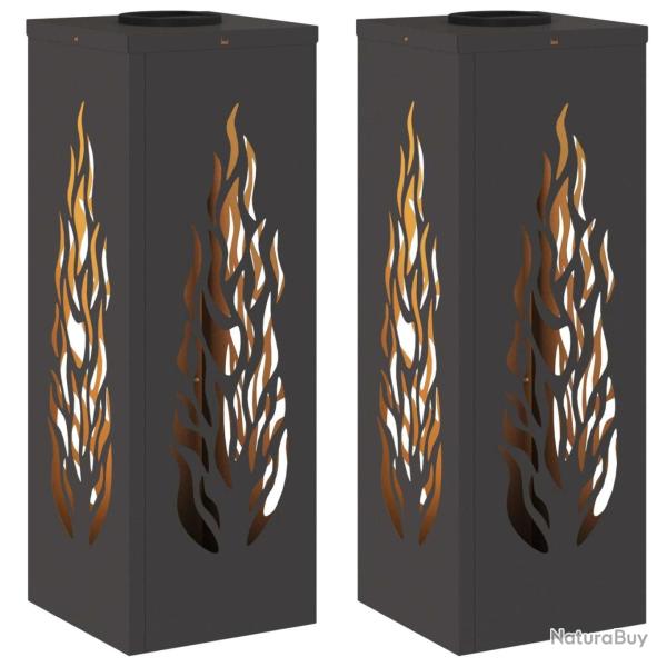 Lot de 2 lumi�res de chemin solaire modernes design ext�rieur 18 x 18 x 50 cm en acier noir 02_0052