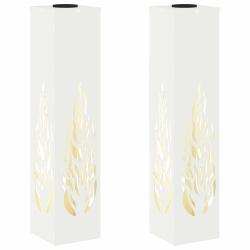 Lot de 2 lumi&egrave;res de cheminement LED solaire design moderne 18 x 18 x 80 cm en acier lamin&eacute; &agrave; froid