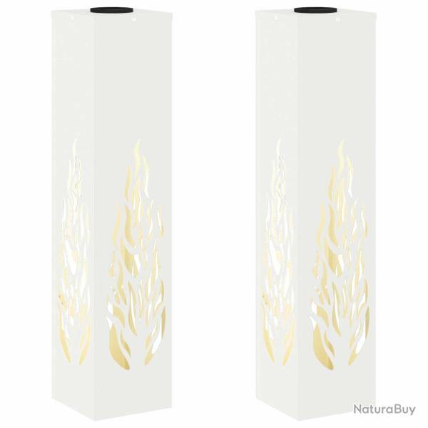 Lot de 2 lumi�res de cheminement LED solaire design moderne 18 x 18 x 80 cm en acier lamin� � froid