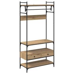 Armoire industrielle avec grand espace de rangement 89 x 39 x 184 cm en bois d'ing&eacute;nierie ch&ecirc;ne art