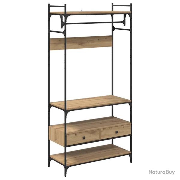 Armoire industrielle avec grand espace de rangement 89 x 39 x 184 cm en bois d'ing�nierie ch�ne art