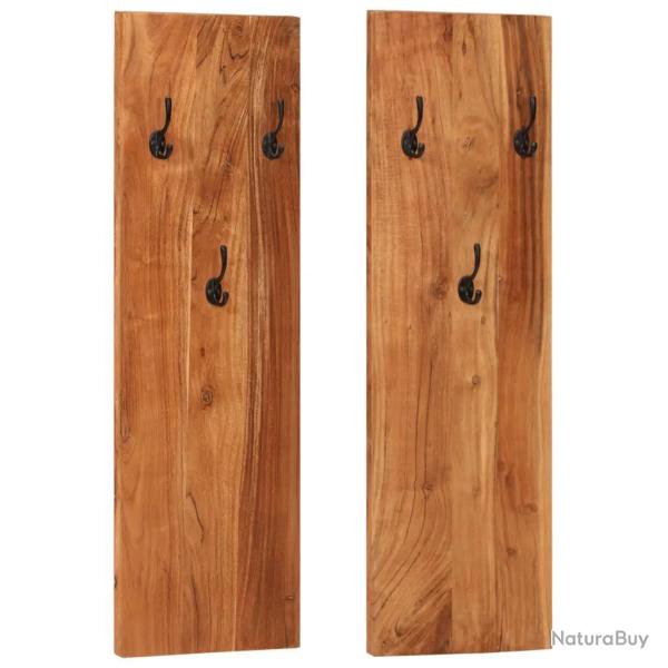 Lot de 2 porte-manteaux muraux vintage 36 x 3 x 110 cm pratique d�coratif en bois d'acacia naturel