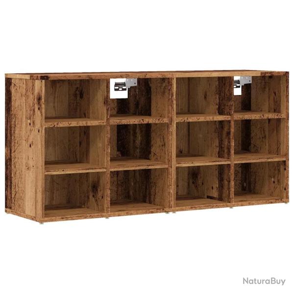 Lot de 2 armoires � chaussures 52 x 30 x 50 cm fonction de rangement pratique style vintage en bois
