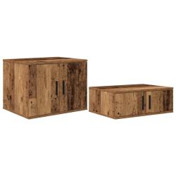 Lot de 2 armoires de rangement modernes minimalistes 103 x 41 x 40 cm en bois d'ing&eacute;nierie bois anc