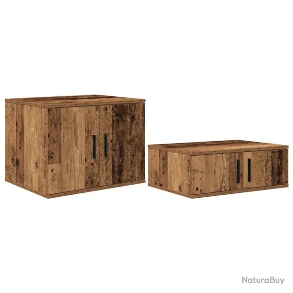 Lot de 2 armoires de rangement modernes minimalistes 103 x 41 x 40 cm en bois d'ing�nierie bois anc