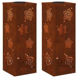 Lot de 2 lumi&egrave;res de chemin LED solaire autoportantes 18 x 18 x 50 cm design moderne jardin ext&eacute;rie