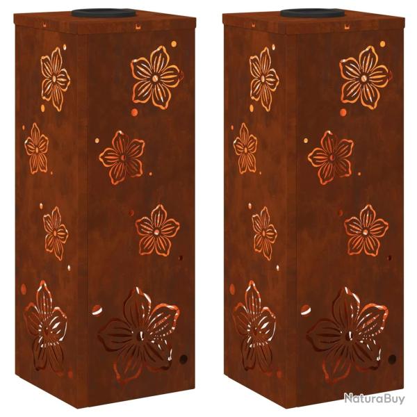 Lot de 2 lumi�res de chemin LED solaire autoportantes 18 x 18 x 50 cm design moderne jardin ext�rie