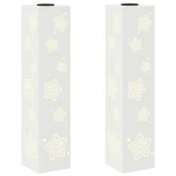 Lot de 2 lumi&egrave;res de chemin LED solaire design moderne 18 x 18 x 80 cm en acier lamin&eacute; &agrave; froid blan