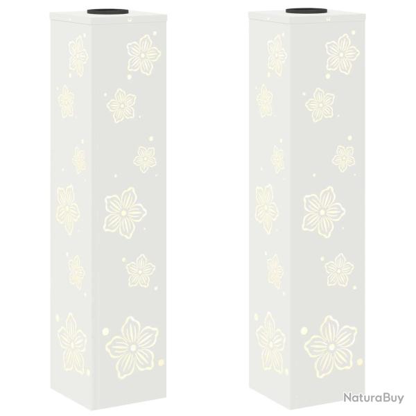 Lot de 2 lumi�res de chemin LED solaire design moderne 18 x 18 x 80 cm en acier lamin� � froid blan