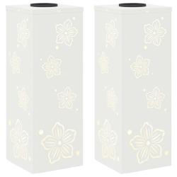 Lot de 2 lumi&egrave;res de cheminement solaire LED design moderne jardin terrasse 18 x 18 x 50 cm en acie