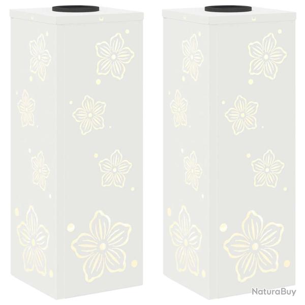 Lot de 2 lumi�res de cheminement solaire LED design moderne jardin terrasse 18 x 18 x 50 cm en acie