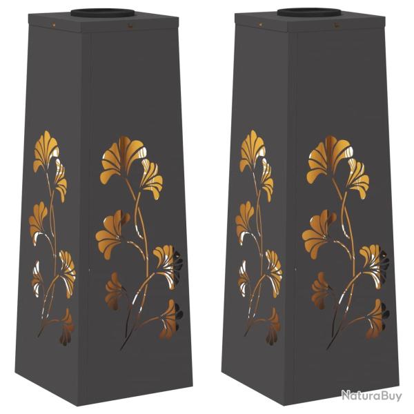 Lot de 2 lumi�res de chemin LED solaire ext�rieure 18 x 18 x 50 cm design moderne durable en acier