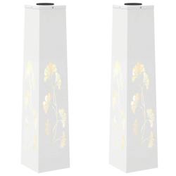 Lot de 2 lumi&egrave;res de chemin solaire design moderne jardin 18 x 18 x 80 cm en acier lamin&eacute; &agrave; froid b