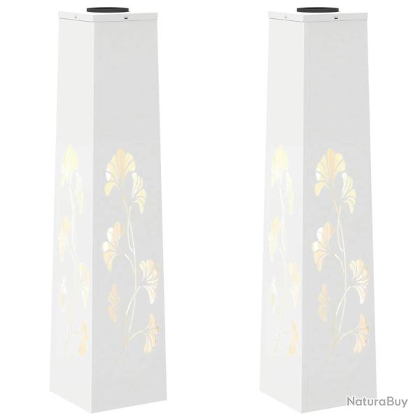 Lot de 2 lumi�res de chemin solaire design moderne jardin 18 x 18 x 80 cm en acier lamin� � froid b
