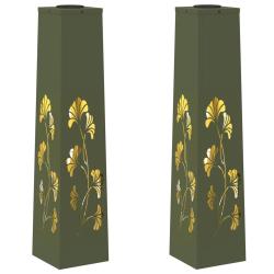 Lot de 2 lumi&egrave;res de chemin LED solaire 18 x 18 x 80 cm design moderne ext&eacute;rieur durable en acier v