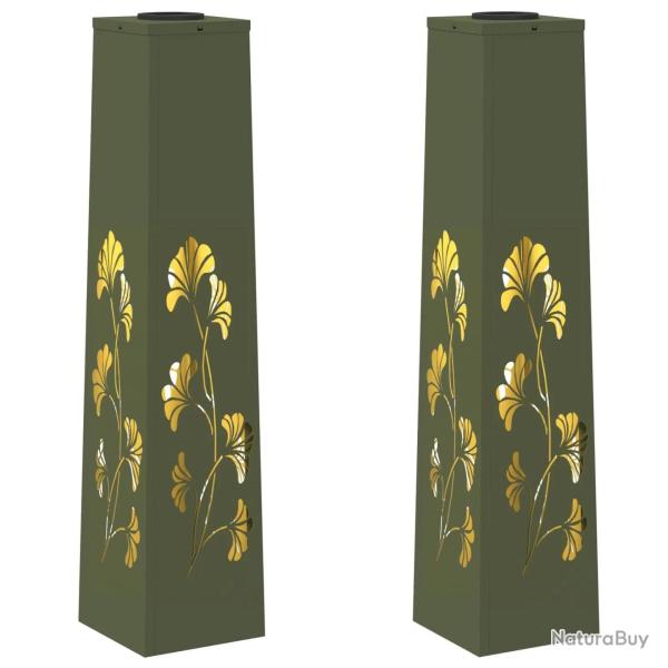 Lot de 2 lumi�res de chemin LED solaire 18 x 18 x 80 cm design moderne ext�rieur durable en acier v