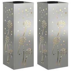 Lot de 2 lumi&egrave;res de chemin LED solaire design moderne jardin 18 x 18 x 50 cm en acier rouill&eacute; 02_0