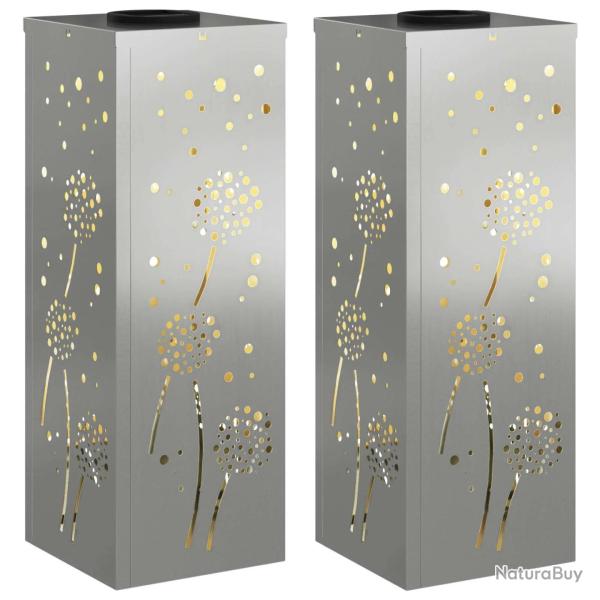 Lot de 2 lumi�res de chemin LED solaire design moderne jardin 18 x 18 x 50 cm en acier rouill� 02_0
