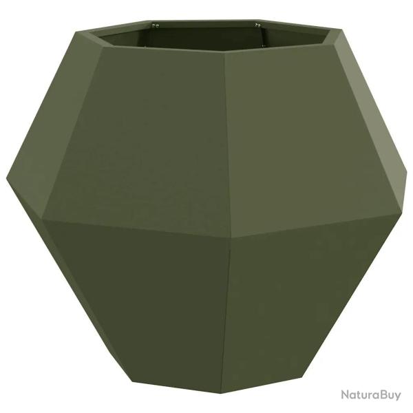 Jardinier en acier rectangulaire 75 x 75 x 60 cm design ext�rieur pratique pour plantes en vert oli