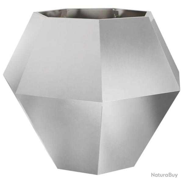 Jardinier rectangulaire ext�rieur design moderne 100 x 100 x 80 cm en acier inoxydable argent 02_00