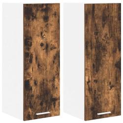 Lot de 2 armoires suspendues modernes pratiques rangement int&eacute;rieur 30 x 31 x 80 cm en bois d'ing&eacute;n