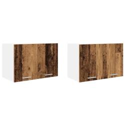 Lot de 2 armoires suspendues modernes espace de rangement 60 x 31 x 40 cm en bois d'ing&eacute;nierie blan