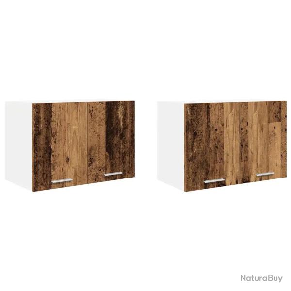 Lot de 2 armoires suspendues modernes espace de rangement 60 x 31 x 40 cm en bois d'ing�nierie blan