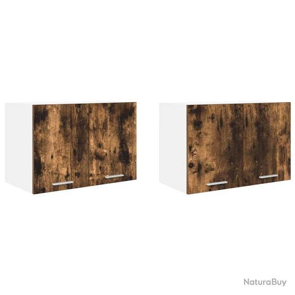 Lot de 2 armoires suspendues design moderne cuisine grand espace de stockage 60 x 31 x 40 cm en boi