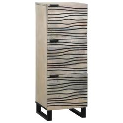 Highboard rectangulaire rustique espace de rangement 40 x 33 x 110 cm en bois de manguier blanc 02_