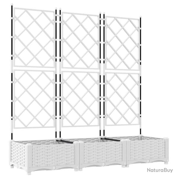 Lot de 3 caches-pots de jardin 120 x 40 x 125,5 cm usage ext�rieur design moderne en acier blanc 02