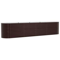 Jardin sur&eacute;lev&eacute; moderne minimaliste ext&eacute;rieur 400 x 80 x 81 cm en acier marron 02_0058912