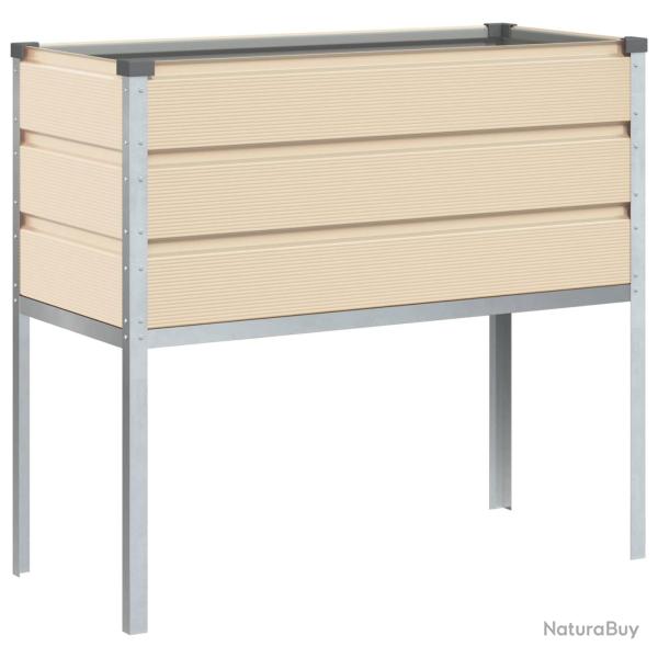 Bac � planter sur�lev� id�al jardin terrasse 100 x 45 x 90 cm en acier galvanis� ivoire 02_0059173