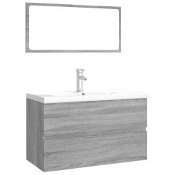 Meubles de salle de bain ensemble rangement pratique mural 80 x 39,5 x 45 cm en bois d'ing&eacute;nierie g