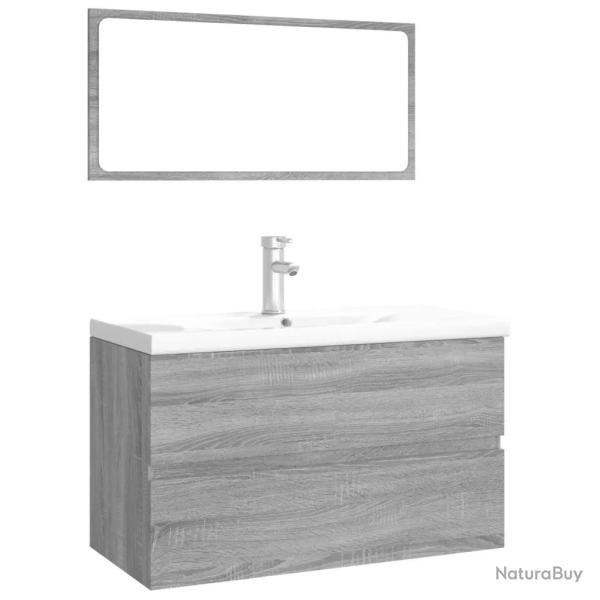 Meubles de salle de bain ensemble rangement pratique mural 80 x 39,5 x 45 cm en bois d'ing�nierie g